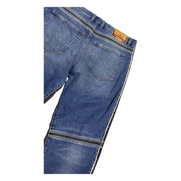 DIESEL Raw Edge Trim Designer Straight Fit Denim Jeans Black Blue Mens 36x32 - Picture 3 of 7
